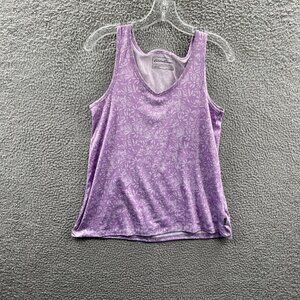 Eddie Bauer Womens Pajama Top Small Lavender Floral‎ Sleeveless Sleep Shirt